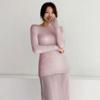 Shop   Women Waffle Round Slim FiT Long Sleeve Ruffle T shirT Beige Ble Wsh 2942