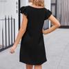 Women's Fashion Solid Colour V-Neck Bubble Sleeve Loose Casual Dresses