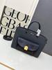 2025 New Authentic Leather Handbag Women's Commuter High-end Shoulder Bag Contrasting Color Design Lock-up Tote With Box