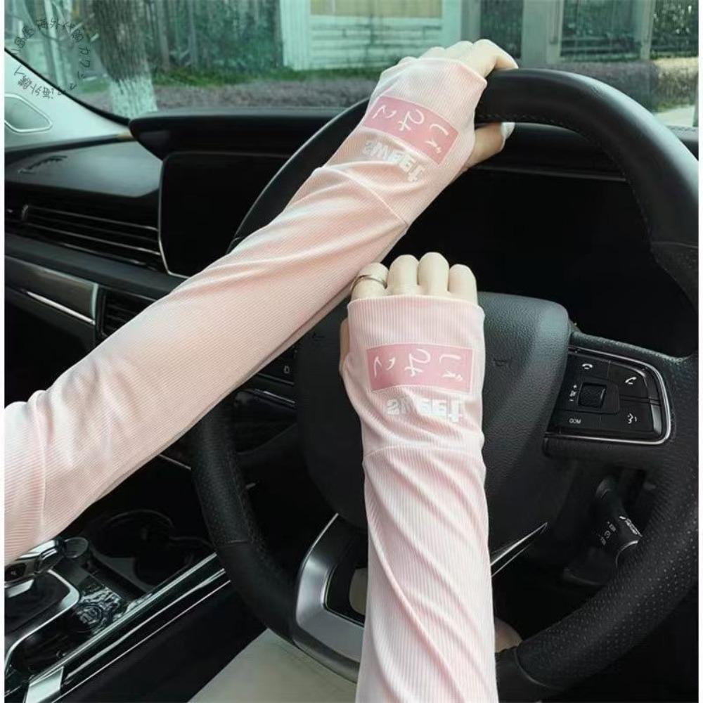 Ice Silk Arm Sleeves Thin Long Gloves New Half Finger Sleeves  Female Male