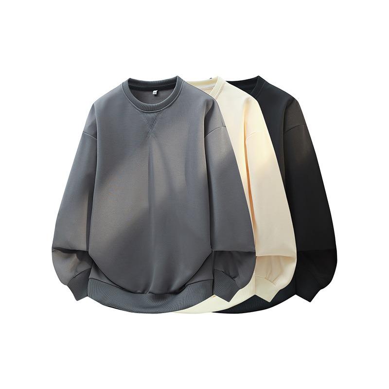 Men S Long Sleeve Loose Solid Color Hoodless Casual Sweatshirt