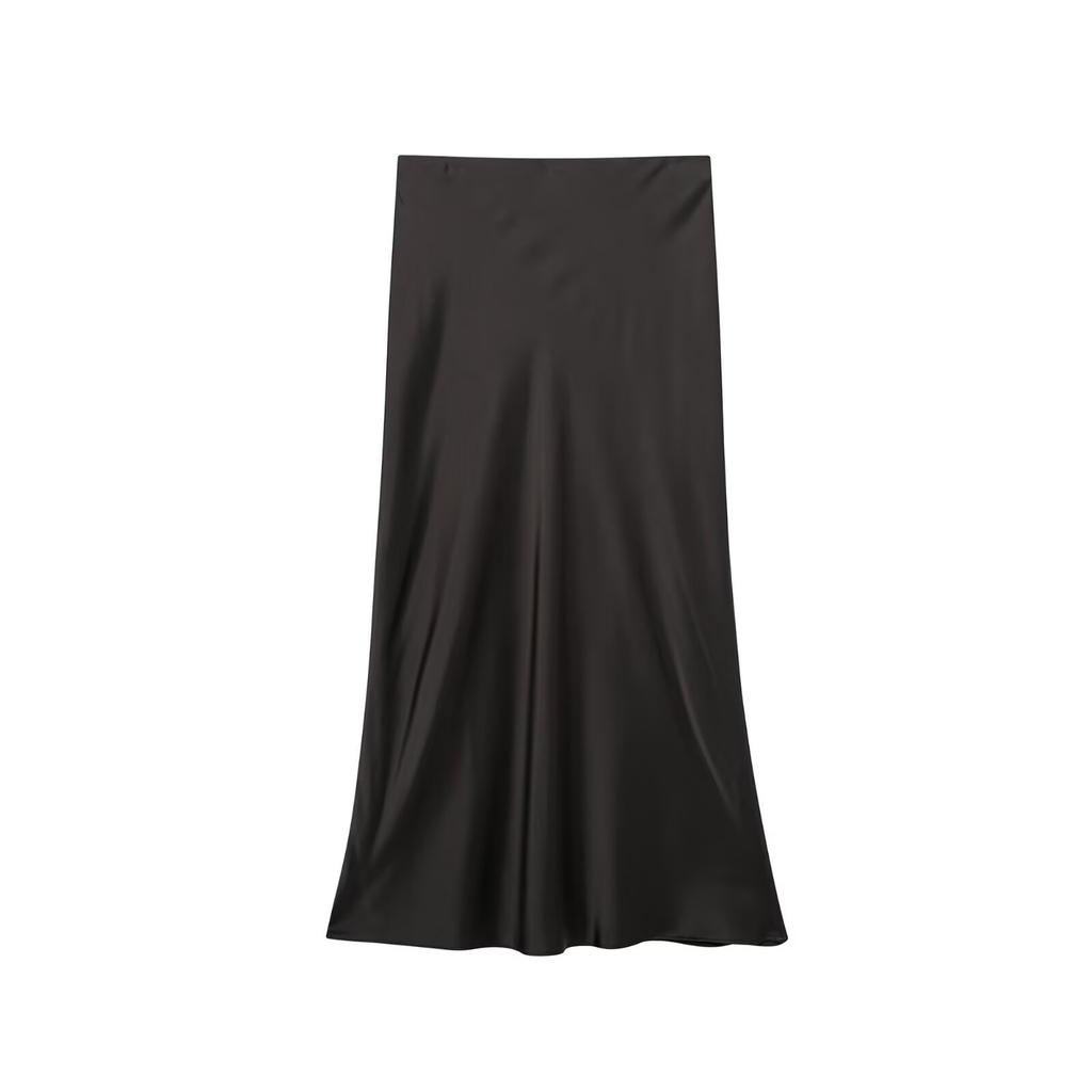 European and American style, new women's clothing, fashionable, casual silk satin texture Midi skirt 5427/453