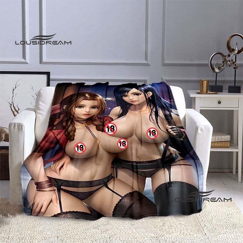 FINAL FANTASY Tifa Aerith Blanket Sexy Beauties Flannel Blanket Adults and Children Bedroom Coverlet Sofa Camping Warm Blanket