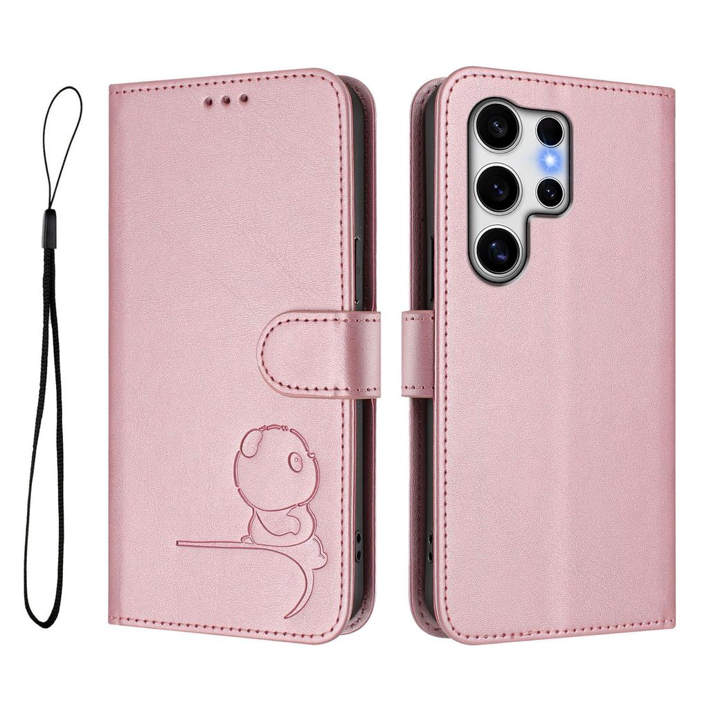 Чехол для Samsung Galaxy S25 Ultra с оттиском панды, блокирующий RFID кошелек, кожаный чехол для телефона с ремешком на запястье