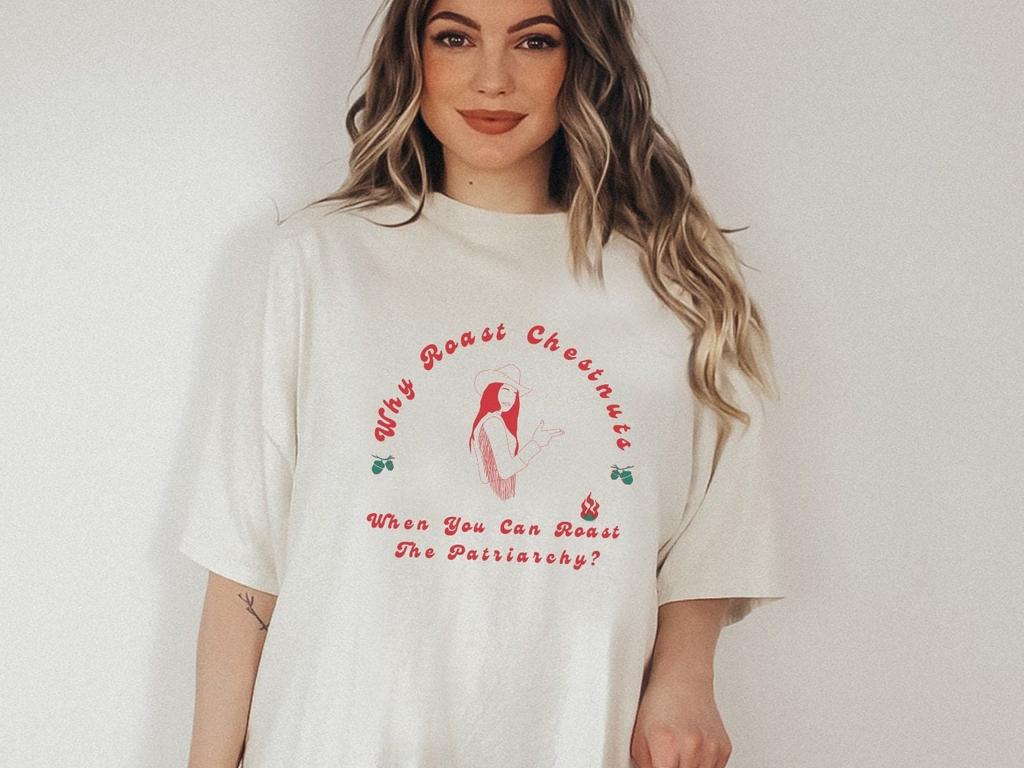 Feminist Space Cowgirl Shirt Christmas Smash The Patriarchy T Shirt Disco Cowgirl Tshirt Retro Western Holiday Crush Patriarchy Activist Tee