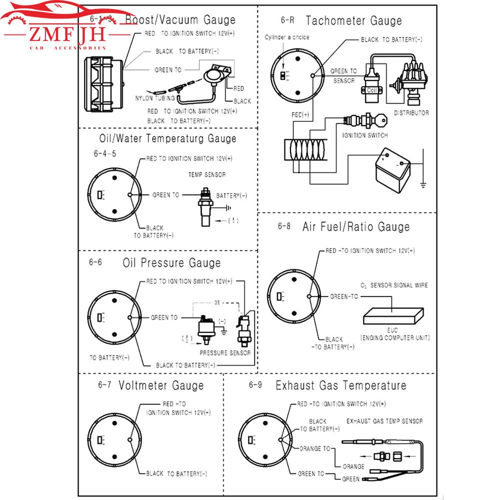 2"; 52mm Car Digital Turbo Boost Gauge PSI BAR Water Temp Oil Temp Oil Pressure Gauge Voltmeter EGT Tachometer RPM Gauge Car