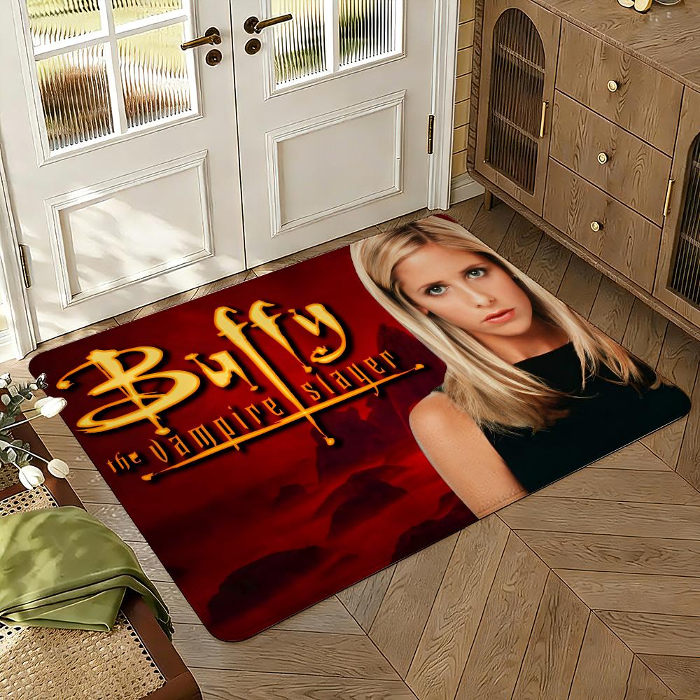 TV B-Buffy the V-Vampire Slayer Floor Mat Soft Thickened Absorbent Non-Slip Bedroom Living Room Door Mat Home Decor Flannel Rugs