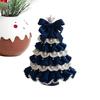 Material Package DIY Crochet Christmas Tree Kit Not Finished Handmade Xmas Tree Material Package Bow Pearl Craft Kit for Beginne