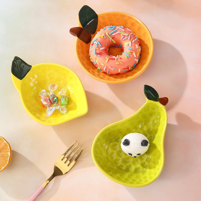 BRCartoon Fruit Platter Candy Bowl Porcelain Sauce Dish Orange Seasoning Appetizer Tableware Dipping Sauce Seasoning Small PlatesEY