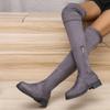 Модные высокие сапоги женские зимние сапоги женские сапоги выше колена плоские туфли женские длинные сапоги эластичные сапоги женские размеры 36-43