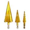 Titanium-plated 3-Piece Hex Shank Step Drill Set with Straight Groove, 4-12/4-20/4-32mm Pagoda Drill Bits