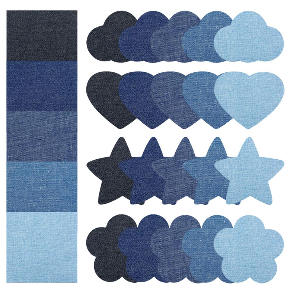 25 штук джинсовых заплаток, приклеивающихся утюгом, 5 цветов, заплатки для джинсов, курток, одежды, для ремонта и украшения