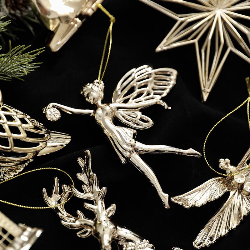 Cross-border Electroplated Christmas Tree Ornaments: Golden Snowflake & Reindeer Pendants