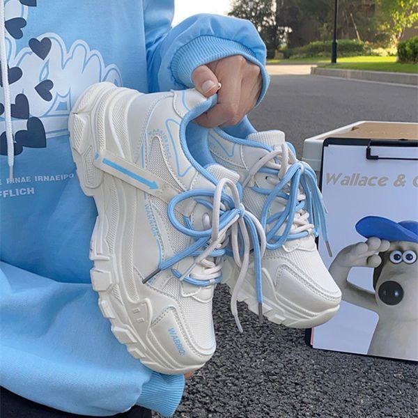 Soft Leather Mesh Dad Shoes Women's Shoes 2025 Spring and Summer New Leisure Sports Little White Shoes Popular Platform Ins Trendy Shoes