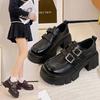 Platform Loafers 2025 Autumn New Versatile Retro Casual Leather Shoes British Women's Height-increasing Single Shoes Versatile Foreign Style