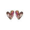 Korean crystal love butterfly stud earrings are gentle, exquisite and small handmade earrings, spring and summer high-end atmosphere earrings.