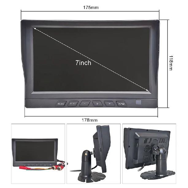 DIYKIT 1024x600 7" AHD IPS 2CH Rear View Car Monitor Support 720P 1080P AHD CVBS Car Camera Video Recording