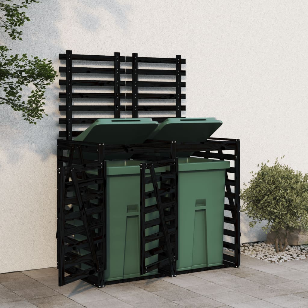2 Ton Waste Bin Enclosure Black Solid Pine Wood