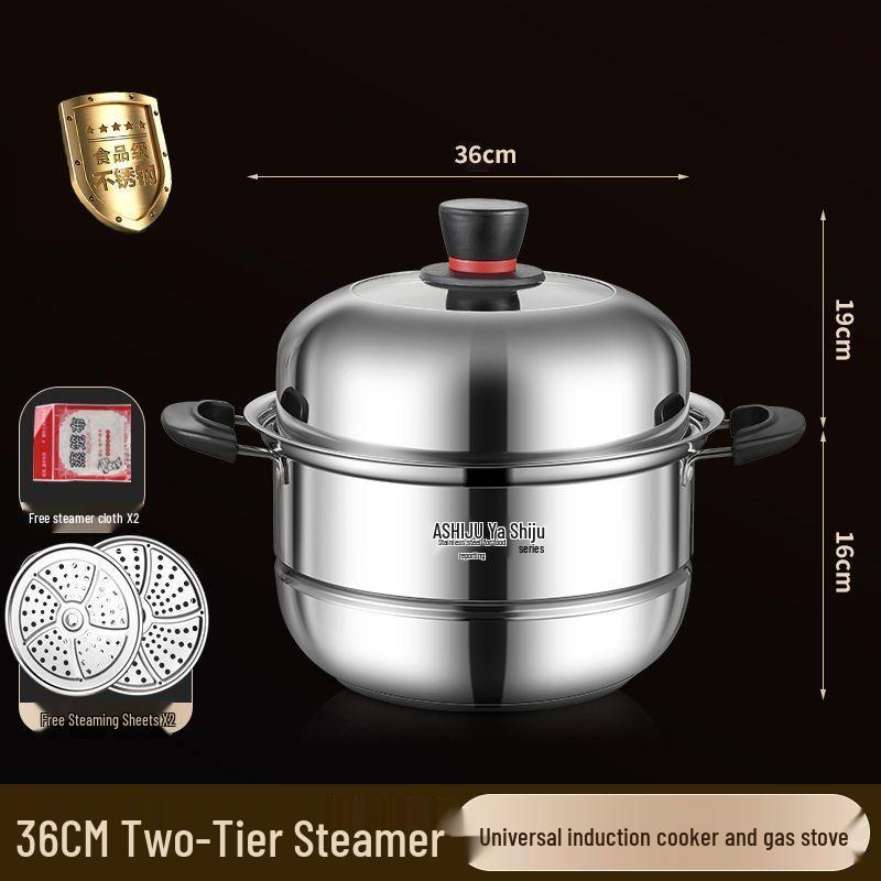 Stainless Steel Double Layer Steamer Pot for Induction & Gas - Extra Thick, Food Grade, Large Capacity