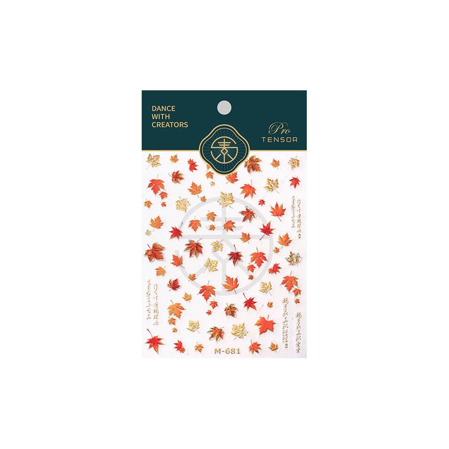 5D Рельефные Блестящие Золотые Желе Осенние Кленовые Листы История Клейкие Наклейки Для Ногтей Переводные Картинки Маникюр Великолепные Украшения Поставщик