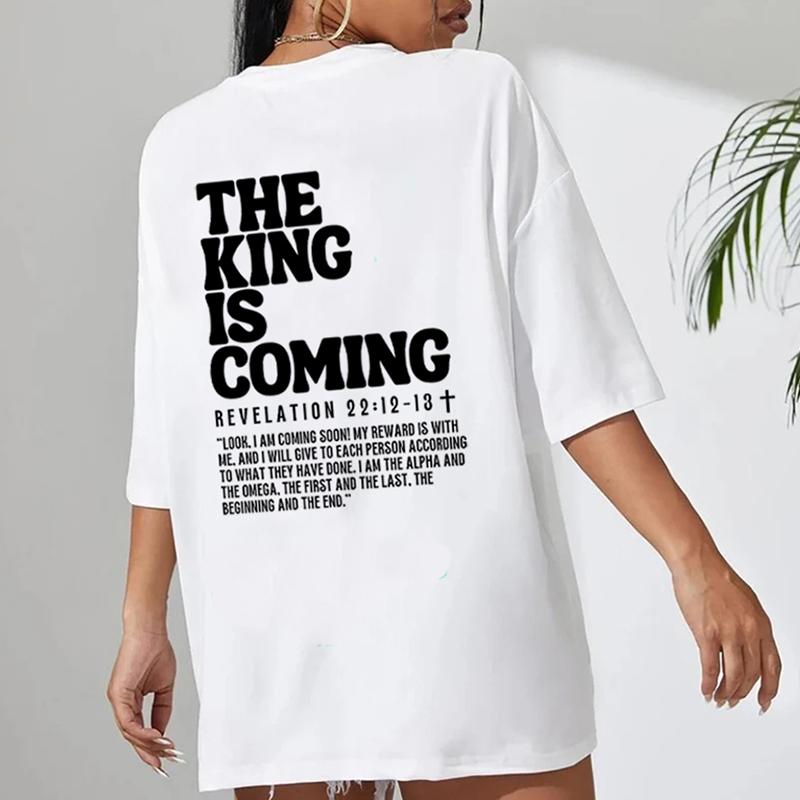 Футболка большого размера «Иисус Царь, Царь грядет», христианская свободная футболка, женская модная повседневная хлопковая эстетичная футболка