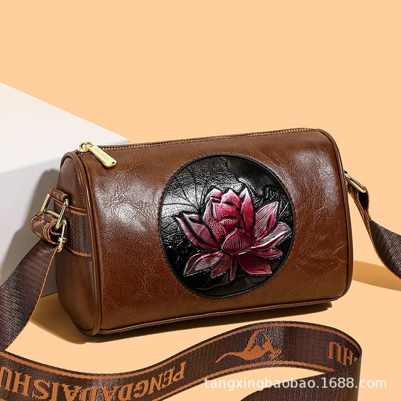 Мода Мода Цветок Женская Сумка Сумка на Плечо Новая Маленькая Сумка Бостон China-Chic Повседневная Сумка через Плечо