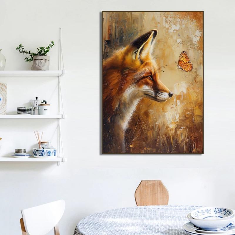 Sakura Fox Penguin Owl Eagle Raccoon Flamingo Poster Print Animal Canvas Painting for Living Room Home Decor
