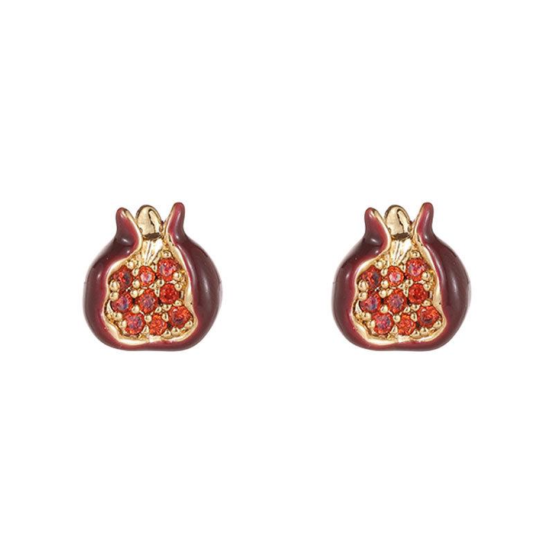 Exquisite Red Pomegranate Series Earrings for Women Simple Cute Metal Vintage Earrings Premium Jewelry Gifts Daily Wear New