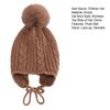 Children Hat Plush Ball Decor Twist Texture Lace-up Knitting Hat Solid Color Design Breathable Warm Winter Hat