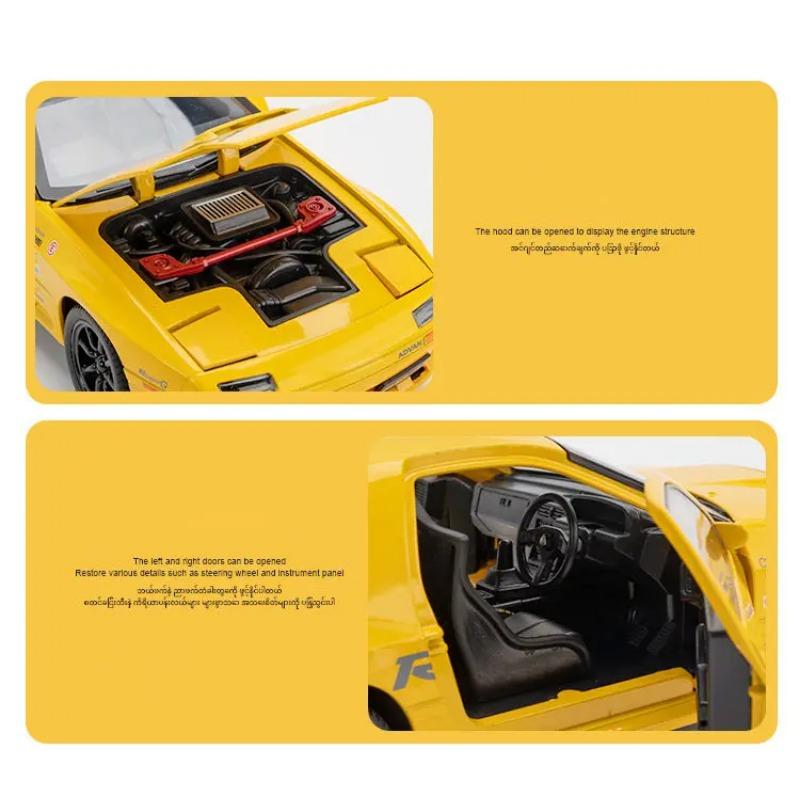 1/24 Mazda RX7 Alloy Sports Car Model Diecasts Metal Toy Racing Vehicles Car Model Simulation Sound and Light Childrens Toy Gift
