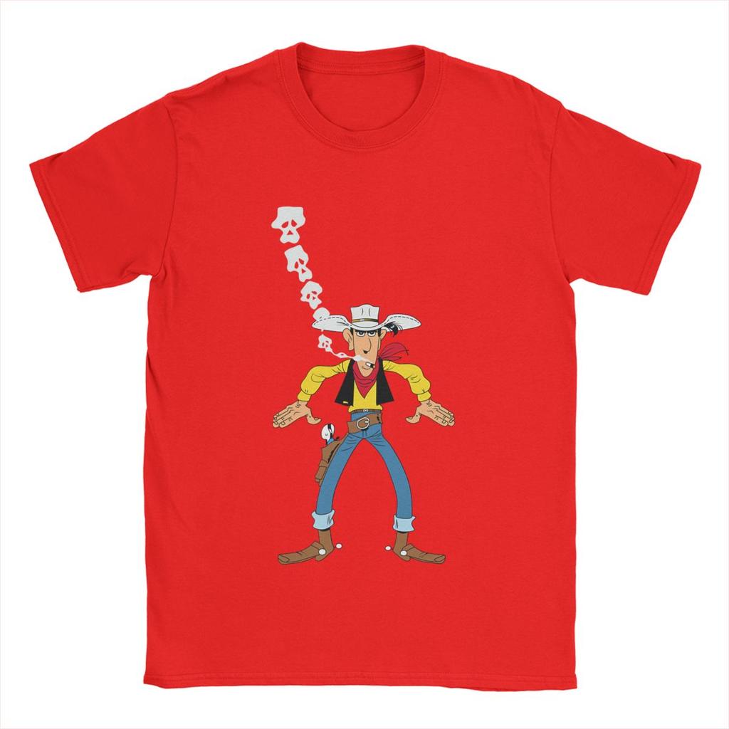 Lucky Luke Are You Ready Men T-Shirts Мультяшные Смешные Футболки с Коротким Рукавом и Круглым Вырезом из Чистого Хлопка Взрослые Топы
