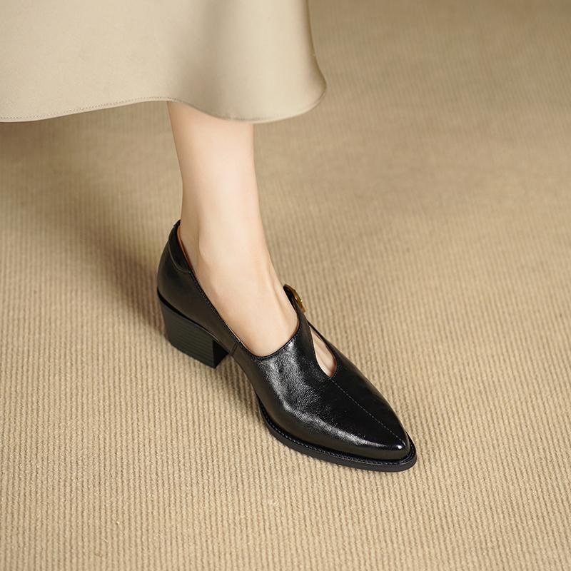 Fashion Genuine Leather Pumps Women 2025 New Arrival Comfortable Female Spring Mary Jane High Heel Casual Shoes Pumps High Heels Women