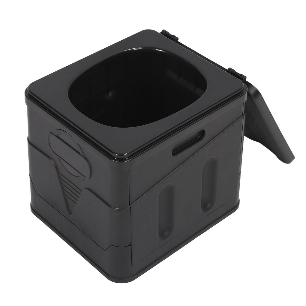 Travel Foldable Toilet with Lid Strong Load Bearing Multifunctional Foldable Car Travel Toilet for Camping Hiking Black