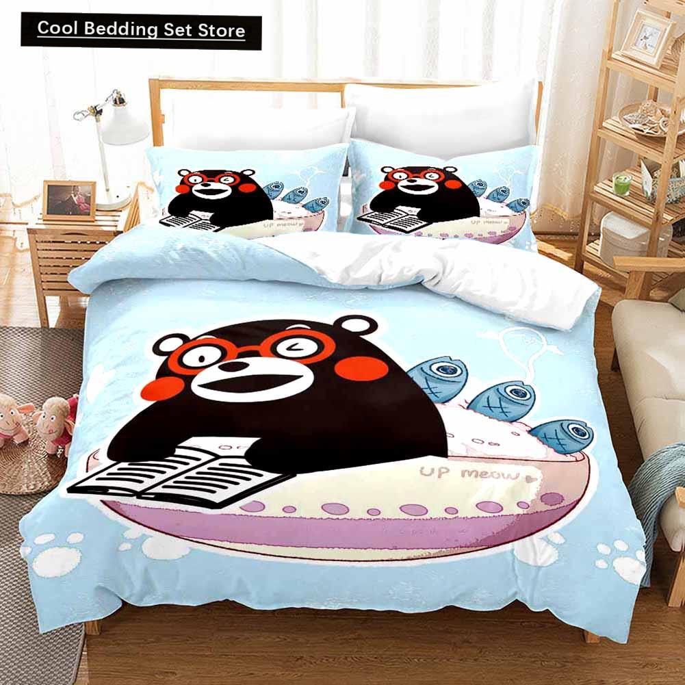 3D-принт Kawaii Cartoon Comics Kumamon Комплект постельного белья Double Twin King Пододеяльник Одеяло Наволочка Для мальчиков Девочек Взрослых Спальня