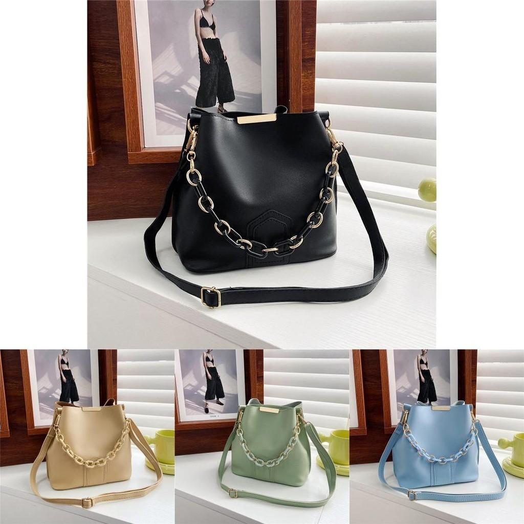 Chic Khaki Green Blue Black Yellow Brown Pu Material Women's Bucket Bag For Spring