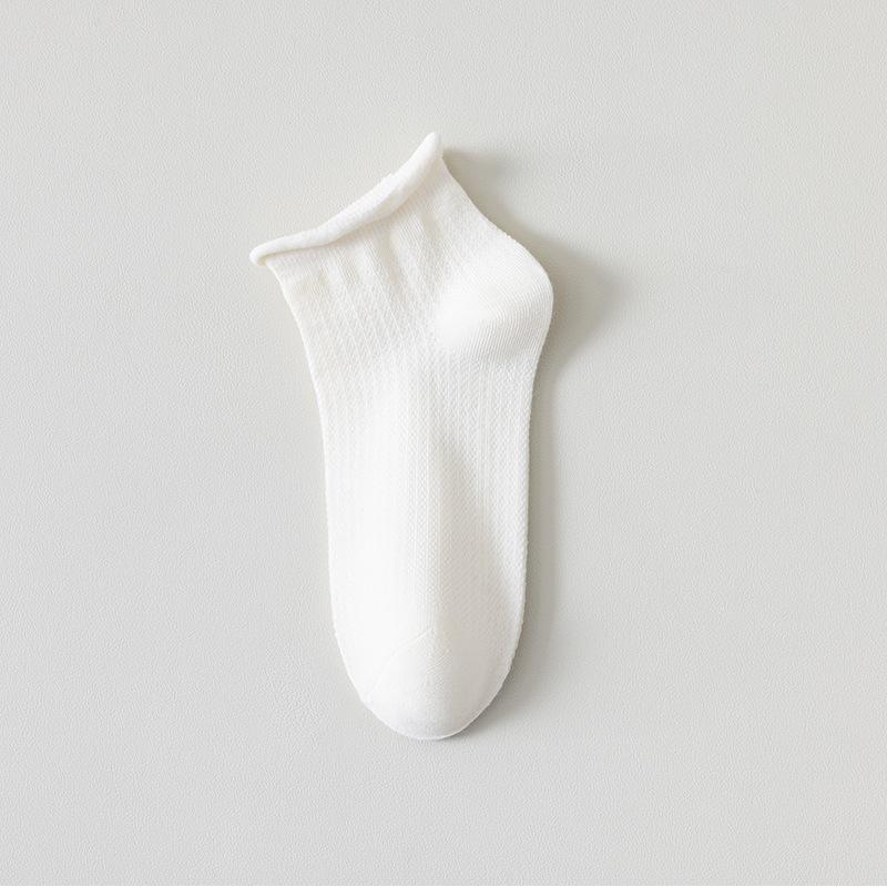 Женские летние тонкие модные носки-подследники однотонные с контрастной окантовкой