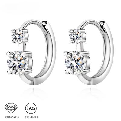 Серьги из стерлингового серебра 925 пробы 0,6 карата * 2 с муассанитом и двойными бриллиантами, модный дизайн, легкие роскошные серьги для пожилых женщин