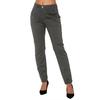 Women Summer Pants Mid-rise Button Zipper Fly Straight Leg Long Trousers with Pockets Solid Color Casual Pants