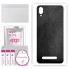apgo Protective Skin Sticker for the Back Compatible with Doogee Y8C, Wrap Film, Foil, Vinyl - Pattern Black Leather