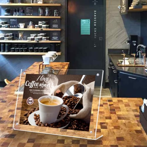 Heizi Card Display Case, L-Shaped, Set of 2, for Trading Postcards, Acrylic Frame, Screw-Down Magnet (Clear, Horizontal, A7 Trading Card Size)