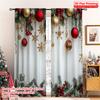 2D Flat Printing 2pcs Merry Christmas Curtains Christmas6 100% Polyester Without Electricity Family Party Perfect for Holiday