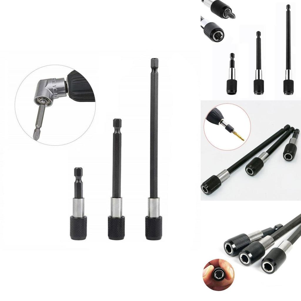 3pcs Set 1/4 Hex Shank Screw Driver Extension Bit Quick Release Holder Tool Efficient Magnetic Bit Holder For Precise And Secure Fastening