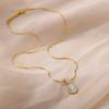 Милое Сладкое Золотистого Цвета Нержавеющая Сталь Капля Воды Опаловый Камень Кулон Ожерелье для Женщин Шарм Свадебный Ошейник Украшения Стойкие к Выцветанию