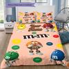 Custom Name M&M's Sweet Characters Bedding,Quilt Set Quilt Cover Pillowcase Home Birthday Gift (1 * duvet cover + 2 * pillowcase, without core)
