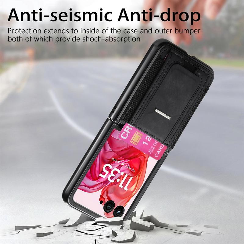 Роскошный кожаный держатель для карт, складной чехол для Motorola Razr 60 50 Ultra 40, жесткий противоударный матовый чехол для телефона из 2 предметов