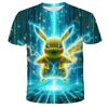 2026 New Anime Pikachu Children 3D Fashion Casual T-shirt Pokemon Boys Girls Kids Cosplay Yellow Clothing T-shirt Short Sleeve
