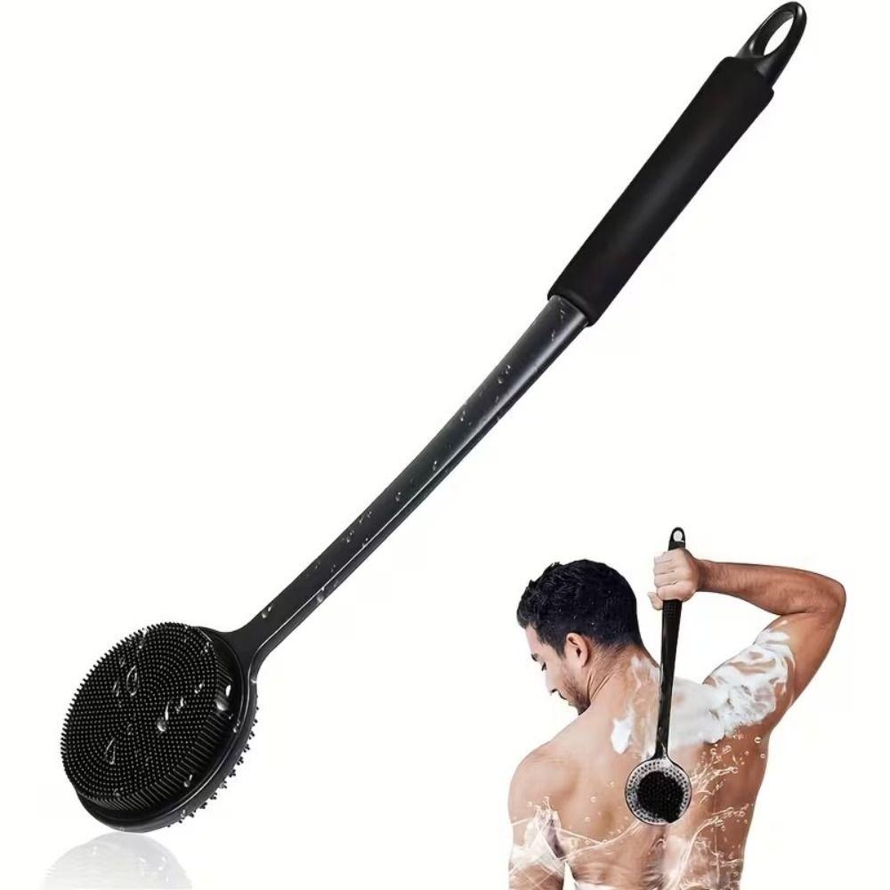 Long Handle Silicone Body Brush Double-Sided Exfoliating Brush Bath Back Scrubber Bath Time