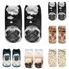 1Pair  New Cartoon Cat Socks 3D Print Art Funny Socks Women Cute Low Cut Ankle Socks Calcetines Mujer Fashion Female Short Sock