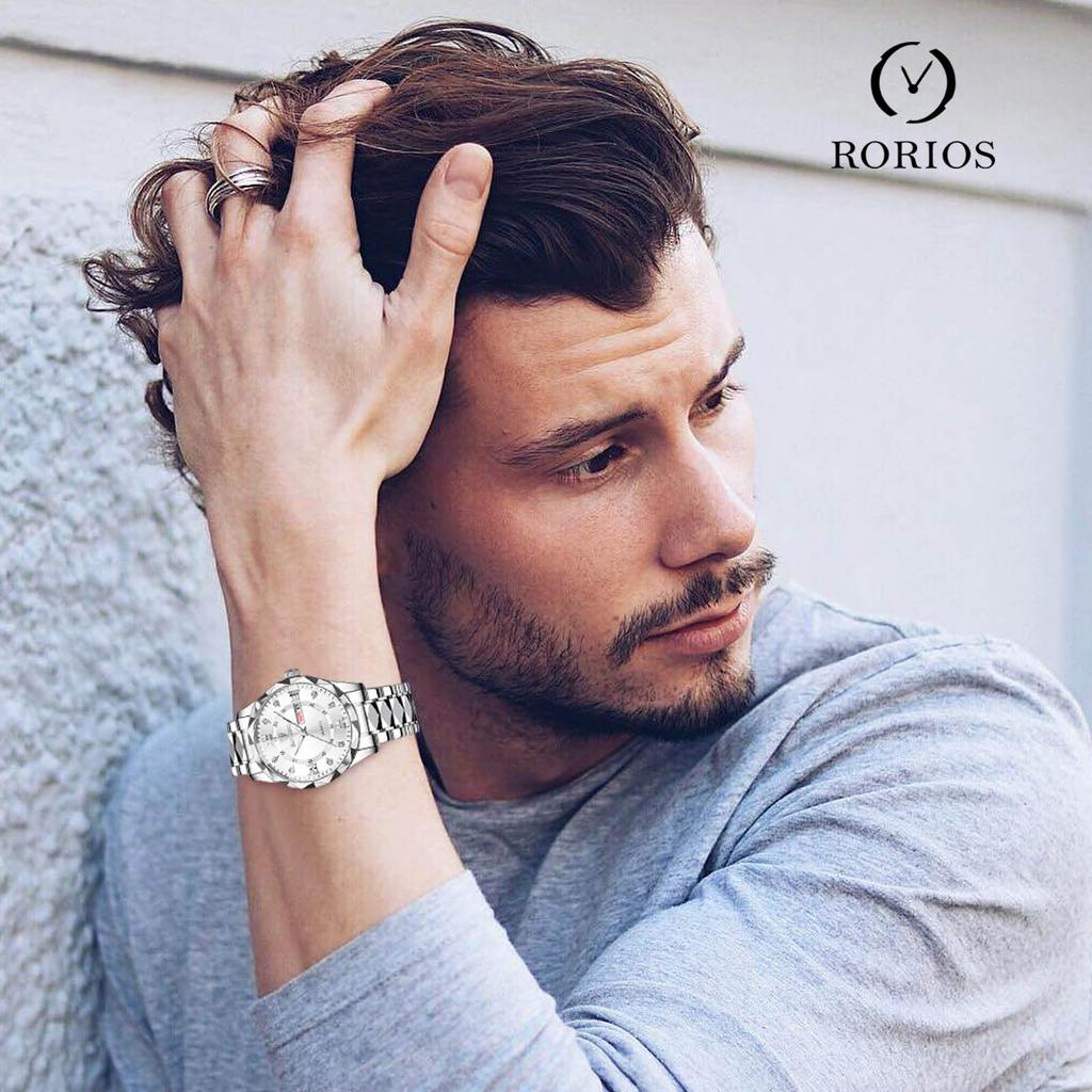 RORIOS Date Quartz Christmas White мужские часы, многофункциональные, дисплей, часы, светящиеся, легкие, водонепроницаемые, для работы, для поездок на работу, стильные, популярные,