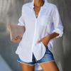 Women's Shirt Solid Colour Large Size Casual Loose Button Down Shirt